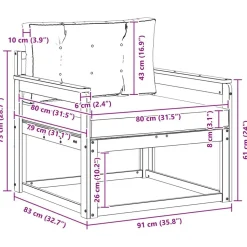vidaXL Udendørs Mellem Sofa Massivt Akacietræ Naturfarvet