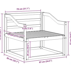 vidaXL Udendørs Mellem Sofa Massivt Akacietræ Naturfarvet