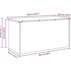 vidaXL Udendørs Opbevaringskasse Sort 100 x 50,5 x 50 cm Stål