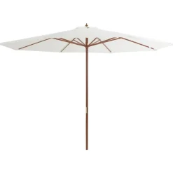 vidaXL udendørs parasol med træstang 350 cm sandhvid