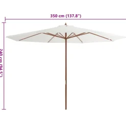 vidaXL udendørs parasol med træstang 350 cm sandhvid