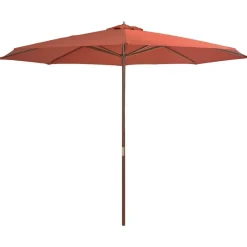 vidaXL udendørs parasol med træstang 350 cm terracottafarvet