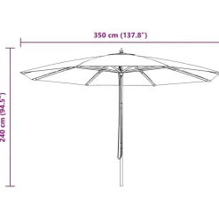 vidaXL udendørs parasol med træstang 350 cm terracottafarvet
