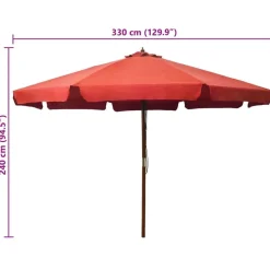 vidaXL udendørs parasol med træstang 330 cm terracottafarvet