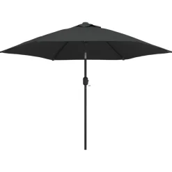 vidaXL udendørs parasol med LED-lys og stålstang 300 cm antracitgrå