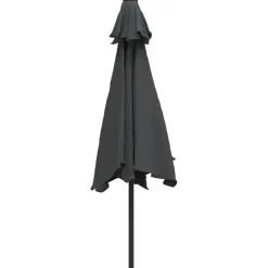 vidaXL udendørs parasol med LED-lys og stålstang 300 cm antracitgrå