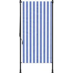 vidaXL udendørs rullegardin 100x270 cm stof og stål blå og hvid