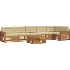 vidaXL Udendørs sofagruppe med pude 7 pcs Naturlig og Beige
