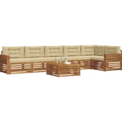 vidaXL Udendørs sofagruppe med pude 7 pcs Naturlig og Beige