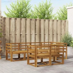 vidaXL Udendørs sofagruppe med pude 7 pcs Naturlig og Antracit