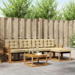 vidaXL Udendørs sofagruppe med pude 6 pcs Naturlig og Beige