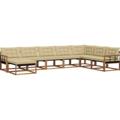 vidaXL Udendørs sofagruppe 8 pcs Naturlig og Beige Massivt Akacietræ
