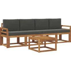 vidaXL Udendørs sofagruppe med pude 5 pcs Naturlig og Antracit