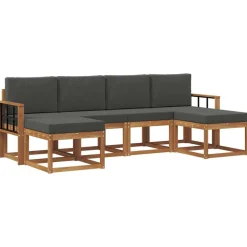 vidaXL Udendørs sofagruppe med pude 6 pcs Naturlig og Antracit