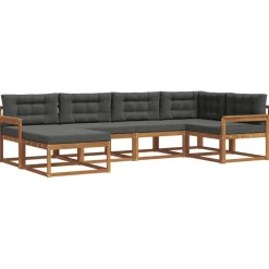 vidaXL Udendørs sofagruppe med pude 6 pcs Naturlig og Antracit