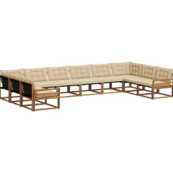vidaXL Udendørs sofagruppe med pude 10 pcs Naturlig og Beige