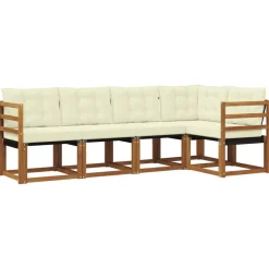 vidaXL Udendørs sofagruppe med pude 5 pcs Naturlig og Beige