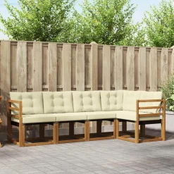 vidaXL Udendørs sofagruppe med pude 5 pcs Naturlig og Beige