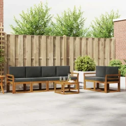 vidaXL Udendørs sofagruppe med pude 7 pcs Naturlig og Antracit