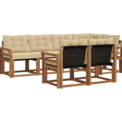 vidaXL Udendørs sofagruppe med pude 7 pcs Naturlig og Beige