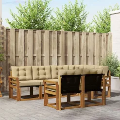 vidaXL Udendørs sofagruppe med pude 7 pcs Naturlig og Beige