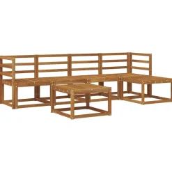 vidaXL Udendørs sofagruppe 6 pcs Naturfarvet Massivt Akacietræ