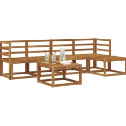 vidaXL Udendørs sofagruppe 6 pcs Naturfarvet Massivt Akacietræ