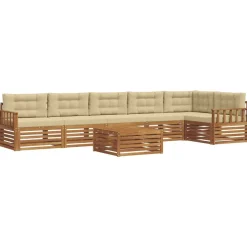 vidaXL Udendørs sofagruppe med pude 7 pcs Naturlig og Beige