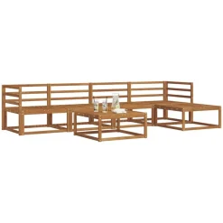 vidaXL Udendørs sofagruppe med pude 6 pcs Naturlig og Antracit