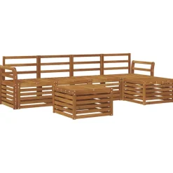 vidaXL Udendørs sofagruppe 6 pcs Naturfarvet Massivt Akacietræ