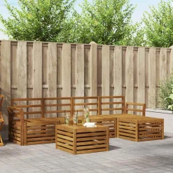 vidaXL Udendørs sofagruppe 6 pcs Naturfarvet Massivt Akacietræ