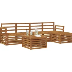 vidaXL Udendørs sofagruppe 6 pcs Naturfarvet Massivt Akacietræ