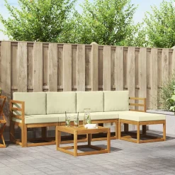 vidaXL Udendørs sofagruppe 6 pcs Naturlig og Fløde Massivt Akacietræ