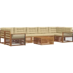 vidaXL Udendørs sofagruppe med pude 8 pcs Naturlig og Beige