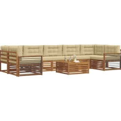 vidaXL Udendørs sofagruppe med pude 8 pcs Naturlig og Beige