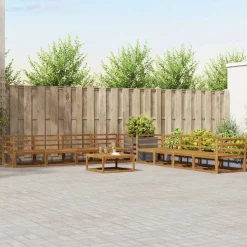 vidaXL Udendørs sofagruppe 9 pcs Naturfarvet Massivt Akacietræ