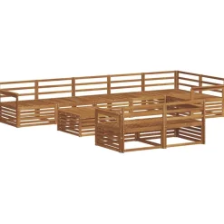 vidaXL Udendørs sofagruppe 9 pcs Naturfarvet Massivt Akacietræ