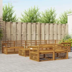 vidaXL Udendørs sofagruppe 9 pcs Naturfarvet Massivt Akacietræ