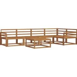 vidaXL Udendørs sofagruppe 6 pcs Naturfarvet Massivt Akacietræ