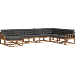 vidaXL Udendørs sofagruppe med pude 8 pcs Naturlig og Antracit