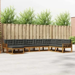 vidaXL Udendørs sofagruppe med pude 8 pcs Naturlig og Antracit