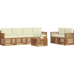 vidaXL Udendørs sofagruppe 7 pcs Naturlig og Fløde Massivt Akacietræ