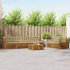 vidaXL Udendørs sofagruppe med pude 7 pcs Naturlig og Beige