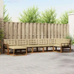 vidaXL Udendørs sofagruppe 21 pcs Naturlig og Beige Massivt Akacietræ