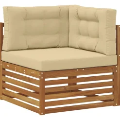 vidaXL Udendørs sofagruppe 6 pcs Naturlig og Beige Massivt Akacietræ