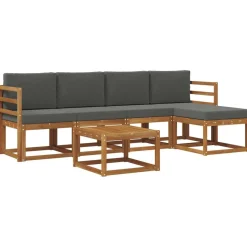 vidaXL Udendørs sofagruppe med pude 6 pcs Naturlig og Antracit