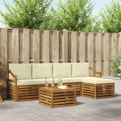 vidaXL Udendørs sofagruppe 6 pcs Naturlig og Fløde Massivt Akacietræ