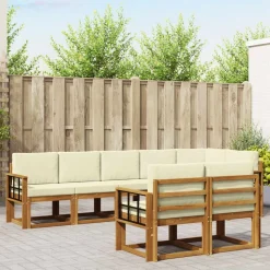 vidaXL Udendørs sofagruppe med pude 8 pcs Naturlig og Fløde