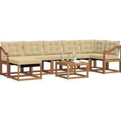 vidaXL Udendørs sofagruppe med pude 8 pcs Naturlig og Beige