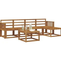 vidaXL Udendørs sofagruppe 6 pcs Naturfarvet Massivt Akacietræ